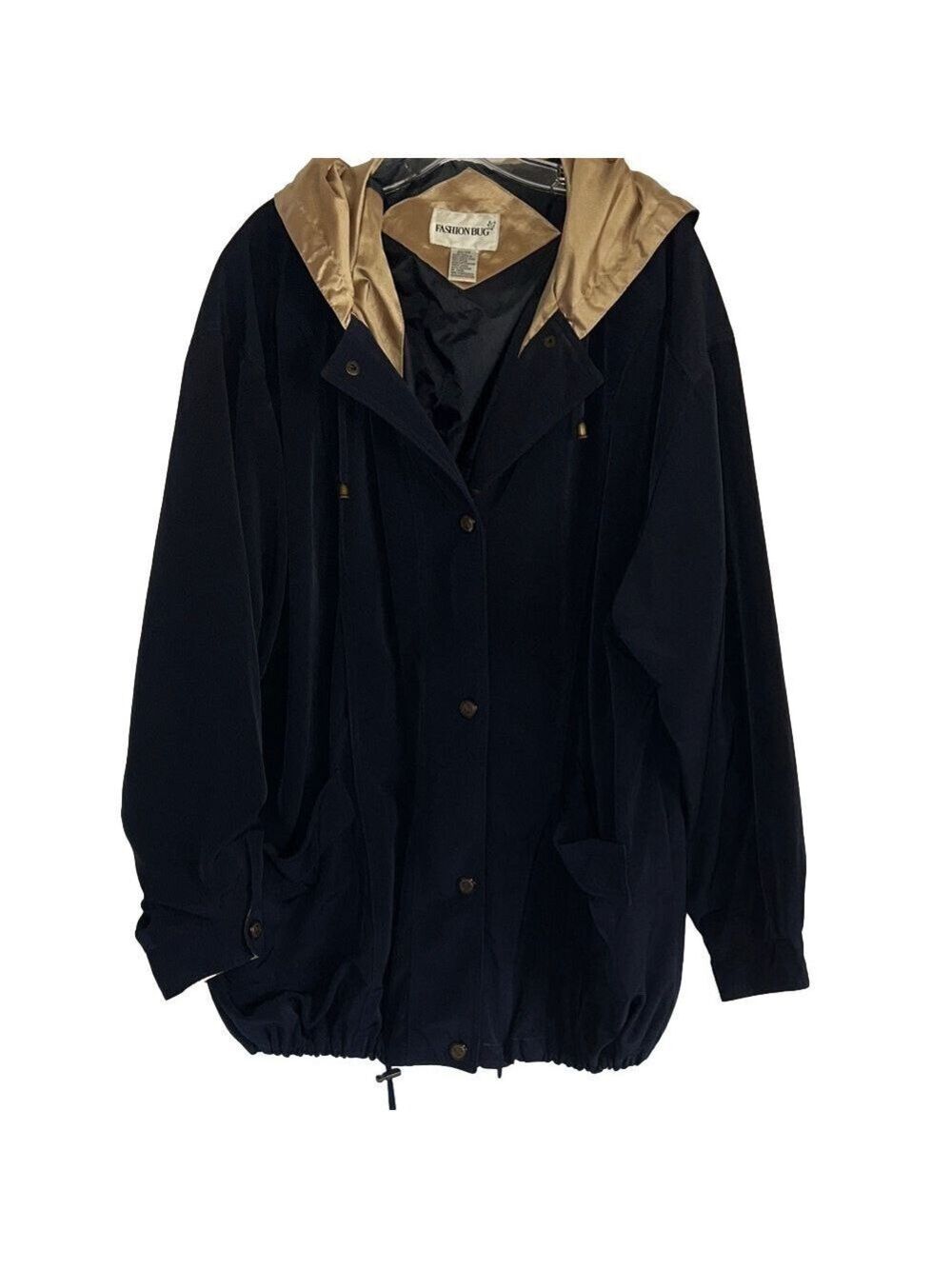 Fashion Bug Navy & Gold Rain Resistant Coat, Size 22/24